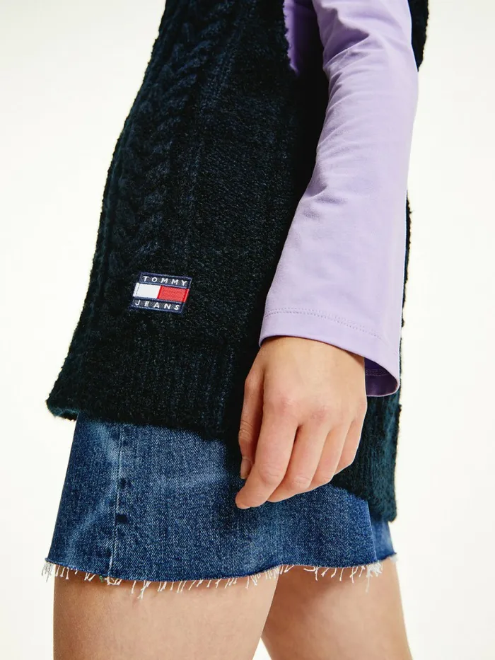 Tommy Hilfiger Tommy Badge Oversized Knitted Vest Desert Sky Womens Knitwear Gift 4 You