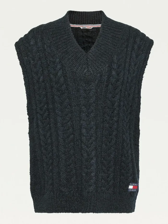 Tommy Hilfiger Tommy Badge Oversized Knitted Vest Desert Sky Womens Knitwear Gift 4 You