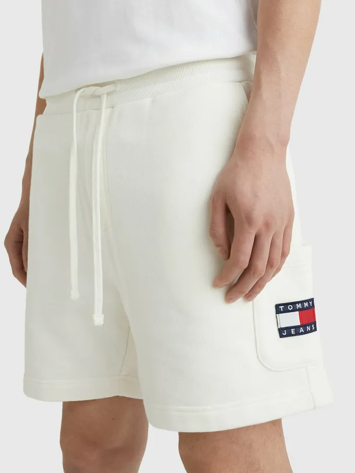 Tommy Hilfiger Tommy Badge Relaxed Cargo Shorts Ancient White Mens Shorts For Sale Tommy Hilfiger Tommy Badge Relaxed Cargo Shorts Ancient White Mens Shorts For Sale