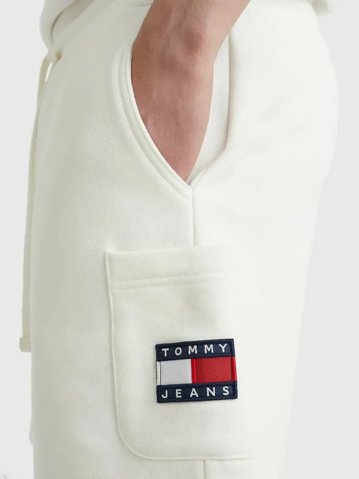 Tommy Hilfiger Tommy Badge Relaxed Cargo Shorts Ancient White Mens Shorts For Sale