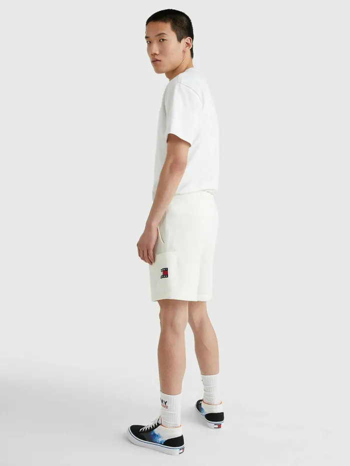 Tommy Hilfiger Tommy Badge Relaxed Cargo Shorts Ancient White Mens Shorts For Sale