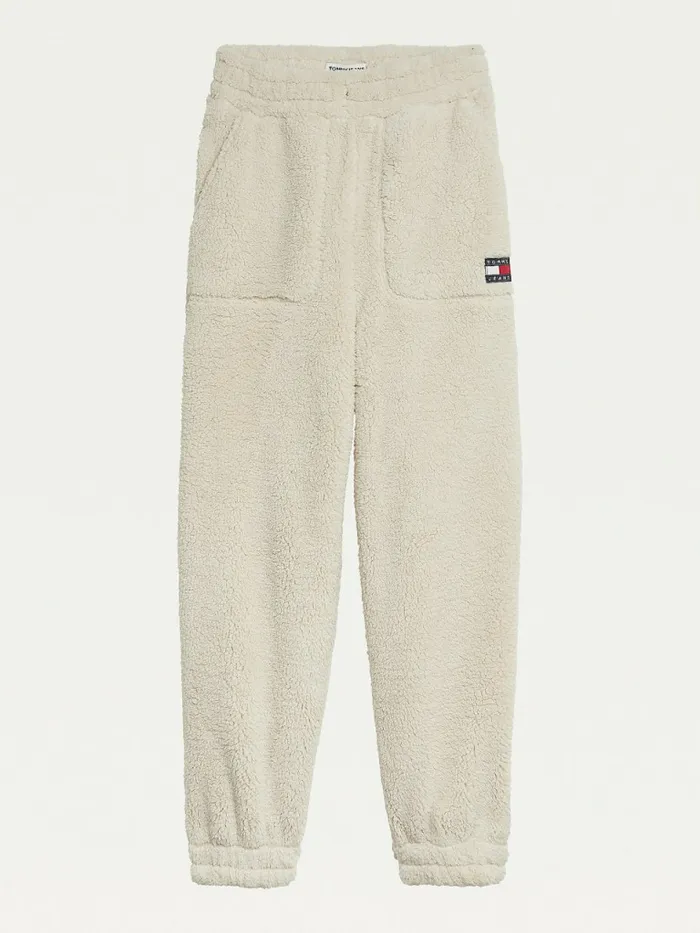 Tommy Hilfiger Tommy Badge Relaxed Fit Fleece Joggers Stony Beige Womens Trousers