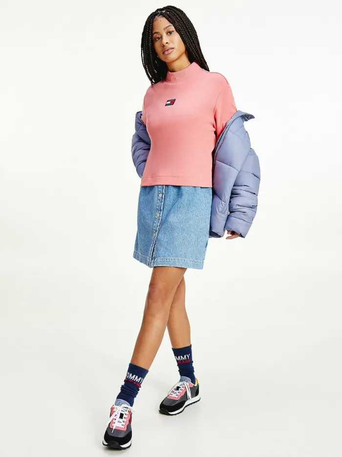 Tommy Hilfiger Tommy Badge Relaxed TShirt Deep Watermelon Womens TShirts Casaul