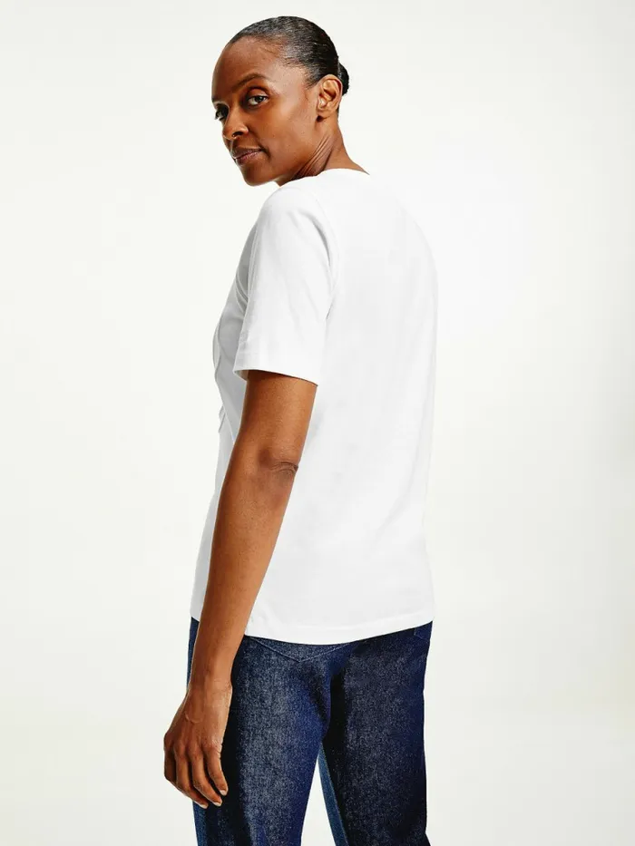 Tommy Hilfiger Tommy Icons Organic Cotton TShirt Ecru Womens TShirts Online