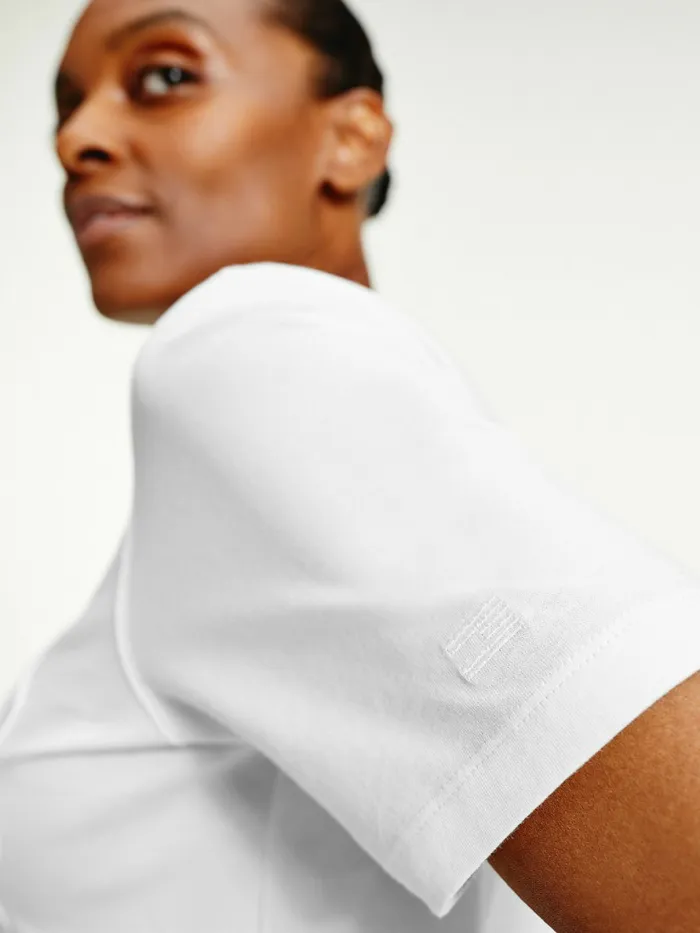 Tommy Hilfiger Tommy Icons Organic Cotton TShirt Ecru Womens TShirts Online