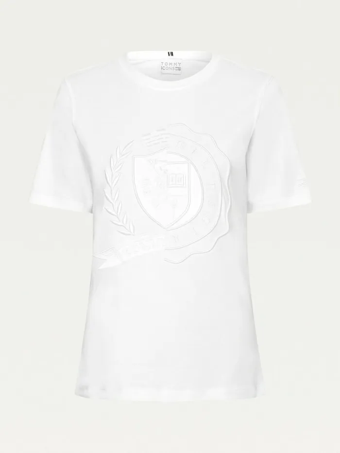 Tommy Hilfiger Tommy Icons Organic Cotton TShirt Ecru Womens TShirts Online