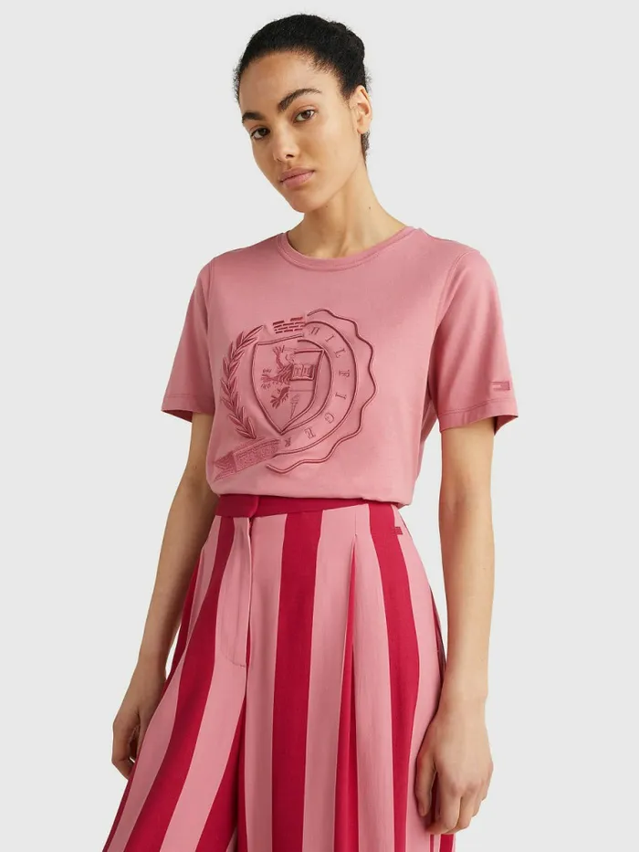 Tommy Hilfiger Tommy Icons Organic Cotton TShirt English Pink Womens TShirts Fashion Tommy Hilfiger Tommy Icons Organic Cotton TShirt English Pink Womens TShirts Fashion