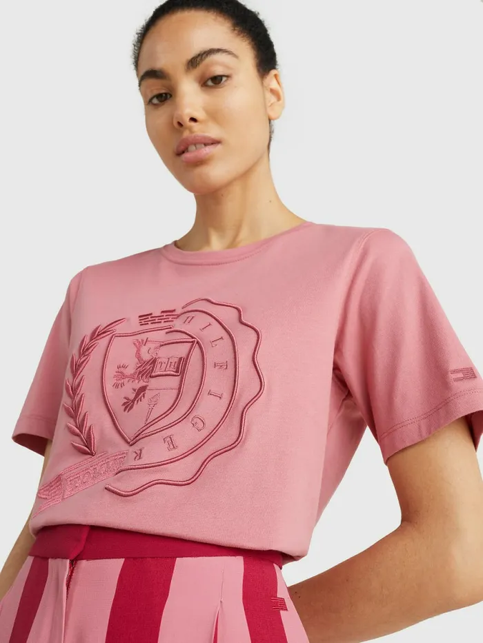 Tommy Hilfiger Tommy Icons Organic Cotton TShirt English Pink Womens TShirts Fashion