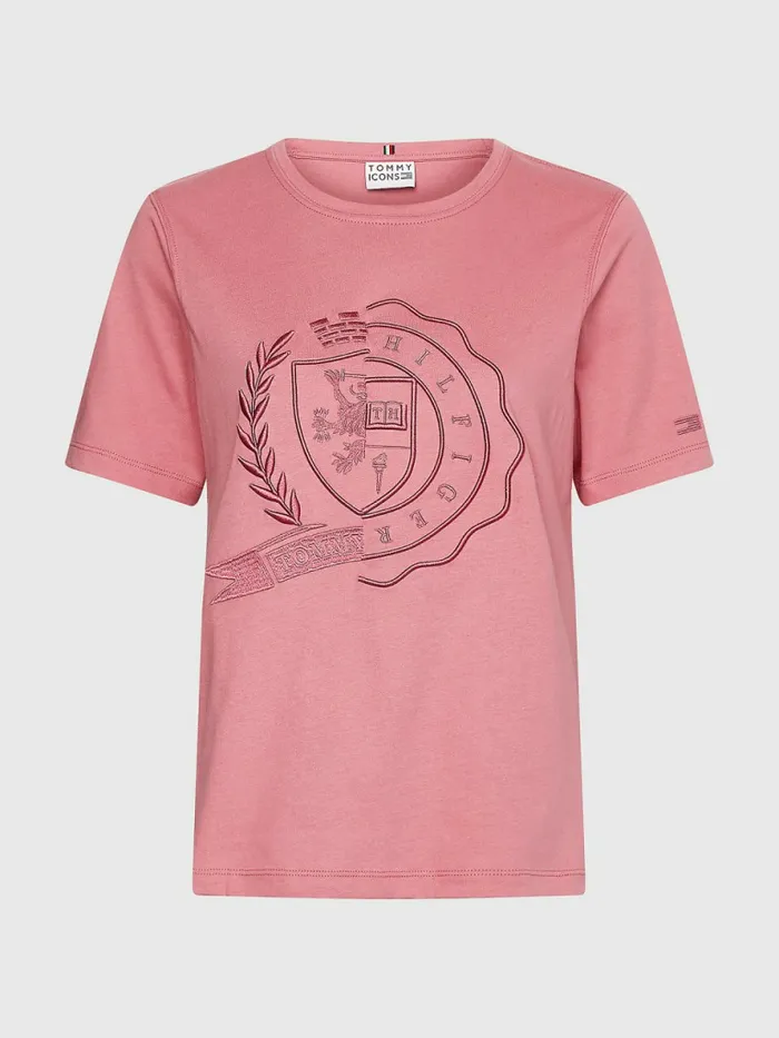 Tommy Hilfiger Tommy Icons Organic Cotton TShirt English Pink Womens TShirts Fashion
