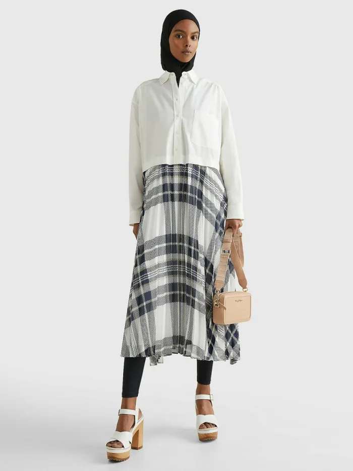Tommy Hilfiger Tommy Icons Oversized Pleated Shirt Dress Ecru Womens Dresses and Jumpsuits Casaul Tommy Hilfiger Tommy Icons Oversized Pleated Shirt Dress Ecru Womens Dresses and Jumpsuits Casaul