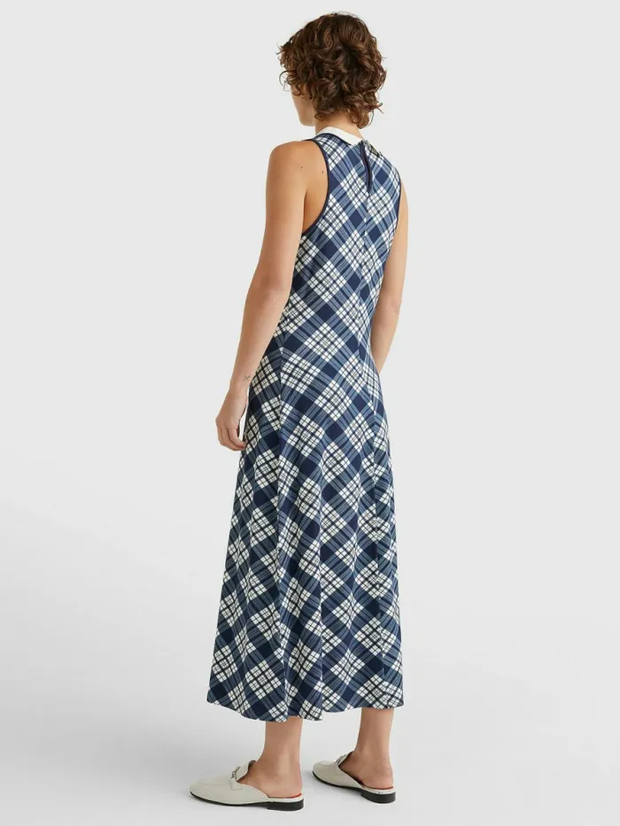 Tommy Hilfiger Tommy Icons Polo Dress Icon Bias Small ChkP BlueEcru Womens Dresses and Jumpsuits Cheap On Sale