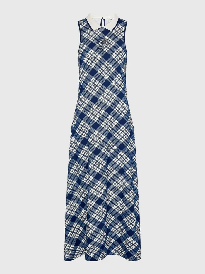 Tommy Hilfiger Tommy Icons Polo Dress Icon Bias Small ChkP BlueEcru Womens Dresses and Jumpsuits Cheap On Sale