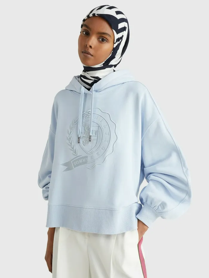Tommy Hilfiger Tommy Icons Relaxed Fit Hoody Breezy Blue Womens Sweatshirts and Hoodies Gift for Friend Tommy Hilfiger Tommy Icons Relaxed Fit Hoody Breezy Blue Womens Sweatshirts and Hoodies Gift for Friend