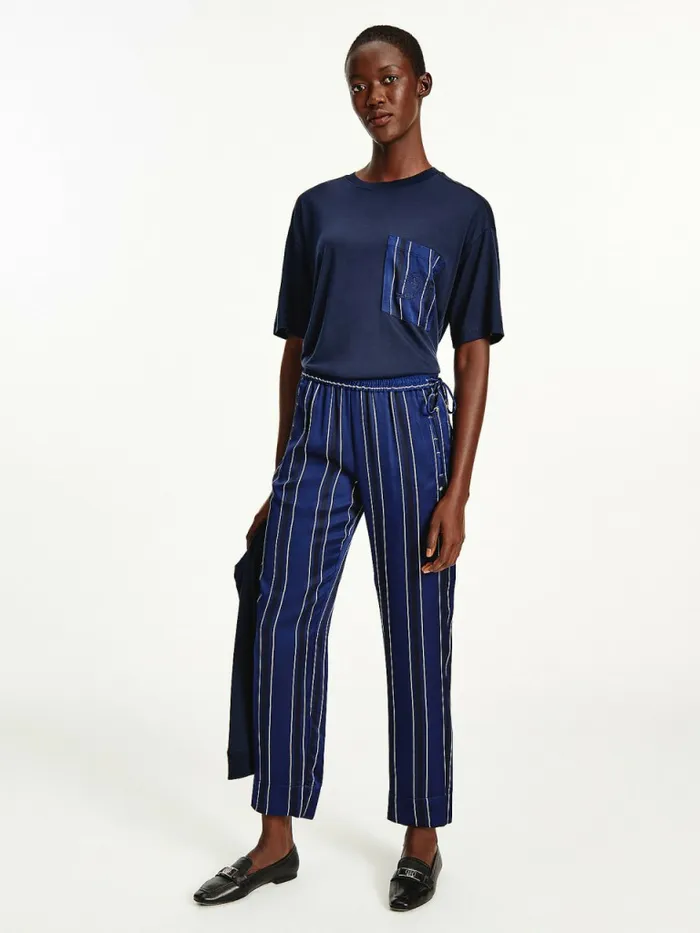 Tommy Hilfiger Tommy Icons Stripe Relaxed Tapered Trousers Icon Desert Sky Stp Womens CoOrds Tommy Hilfiger Tommy Icons Stripe Relaxed Tapered Trousers Icon Desert Sky Stp Womens CoOrds
