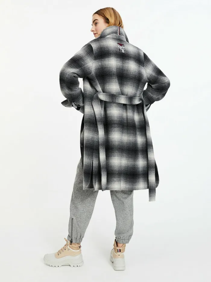 Tommy Hilfiger Tommy Icons Wool Blend Coat Icon Black Shadow Check Womens Coats and Jackets Online