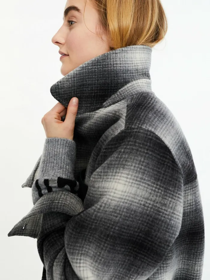 Tommy Hilfiger Tommy Icons Wool Blend Coat Icon Black Shadow Check Womens Coats and Jackets Online
