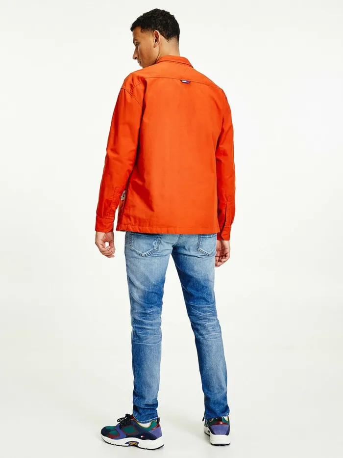 Tommy Hilfiger Tommy Jeans Tech Organic Cotton Twill Overshirt Orange Spice Mens Shirts Casaul