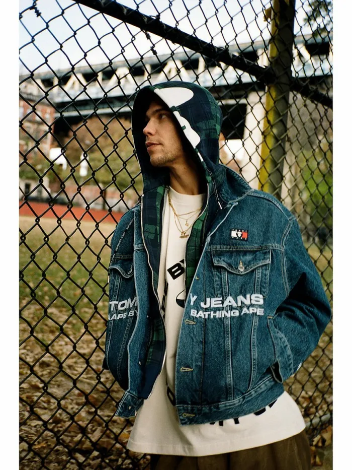 Tommy Hilfiger Tommy X Aape Denim Jacket Denim Washed Blue Womens Coats and Jackets Cheap On Sale