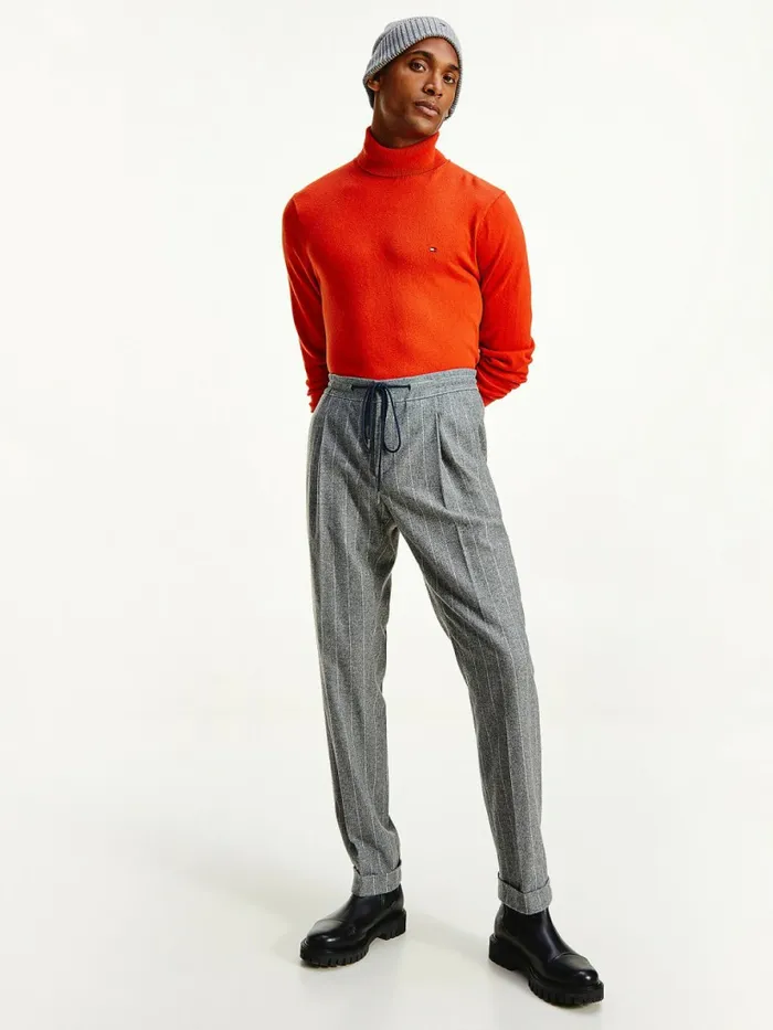 Tommy Hilfiger Tommy X Lardini Wool Blend Slim Fit Pinstripe Trousers Grey Mens Trousers Tommy Hilfiger Tommy X Lardini Wool Blend Slim Fit Pinstripe Trousers Grey Mens Trousers