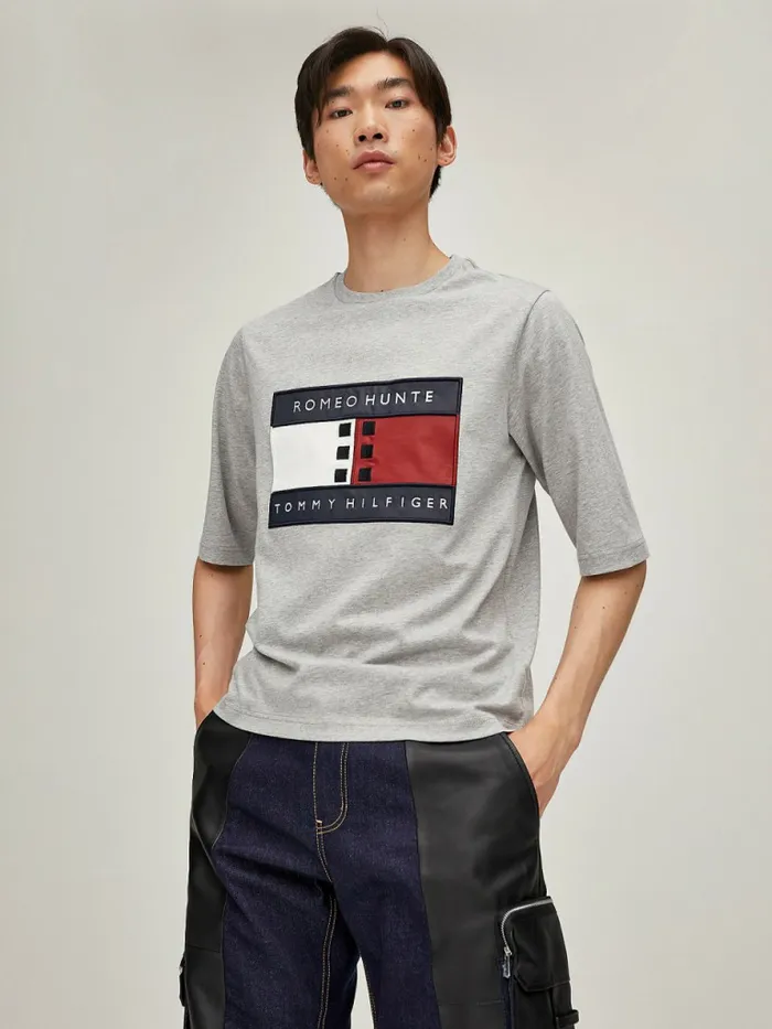 Tommy Hilfiger Tommyxromeo DualGender TShirt Grey Heather Mens TShirts Fashion