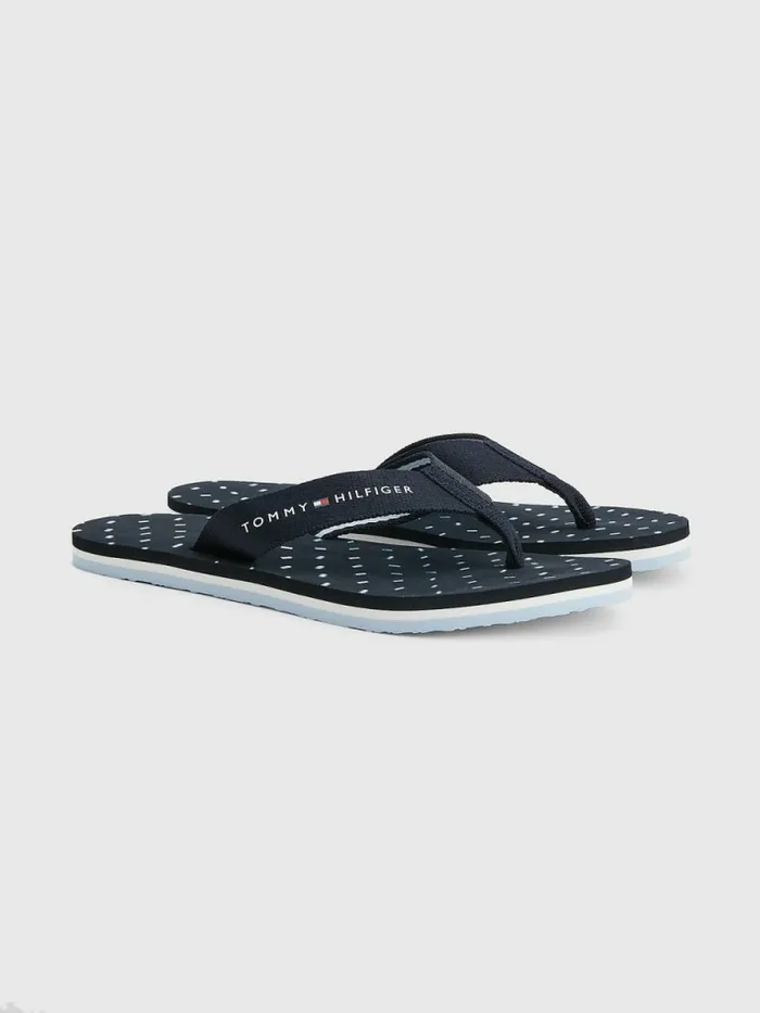 Tommy Hilfiger Tonal Flag Print FlipFlops Desert Sky Womens Sandals Casaul