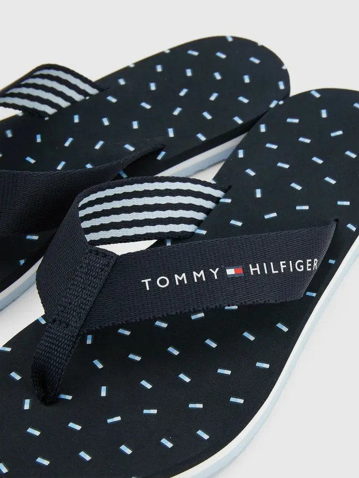 Tommy Hilfiger Tonal Flag Print FlipFlops Desert Sky Womens Sandals Casaul