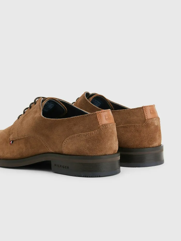 Tommy Hilfiger Tonal Flag Suede Derby Shoes Timber Mens Formal Shoes and Brogues For Sale