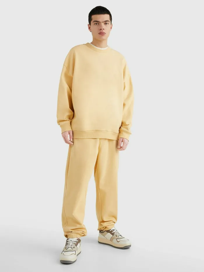 Tommy Hilfiger Tonal Logo Crew Neck Sweatshirt Prairie Yellow Mens Sweatshirts and Hoodies Sale