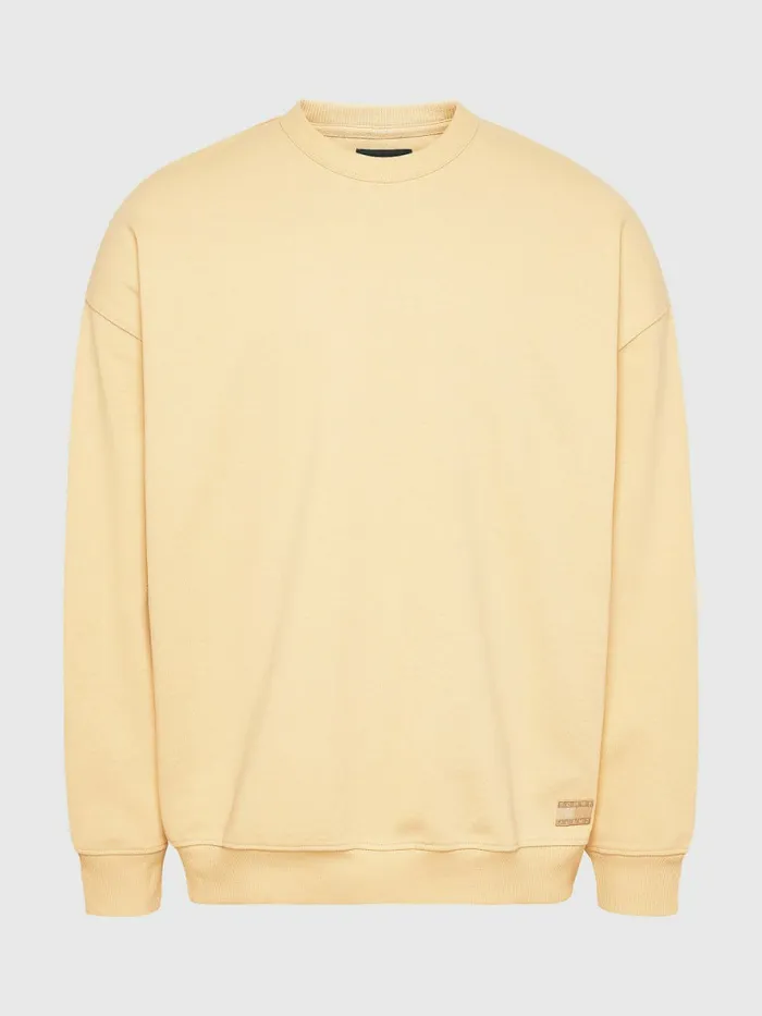 Tommy Hilfiger Tonal Logo Crew Neck Sweatshirt Prairie Yellow Mens Sweatshirts and Hoodies Sale