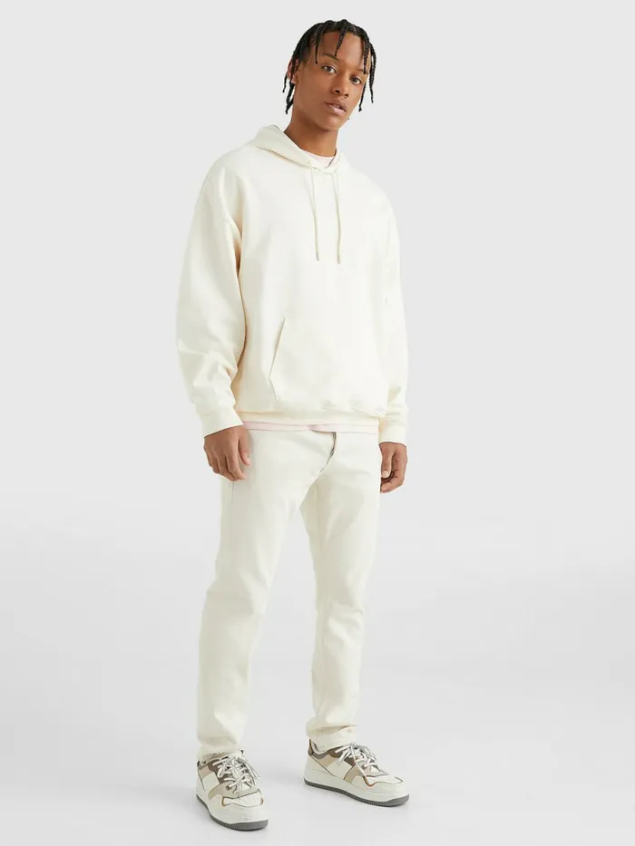 Tommy Hilfiger Tonal Logo Hoody Ancient White Mens Sweatshirts and Hoodies Fashion