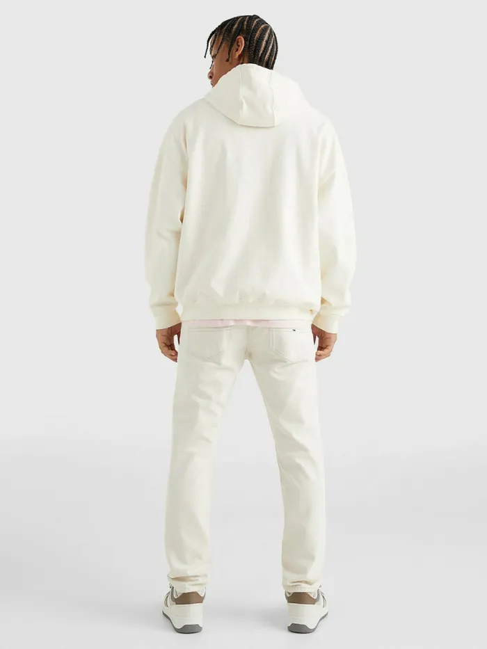 Tommy Hilfiger Tonal Logo Hoody Ancient White Mens Sweatshirts and Hoodies Fashion