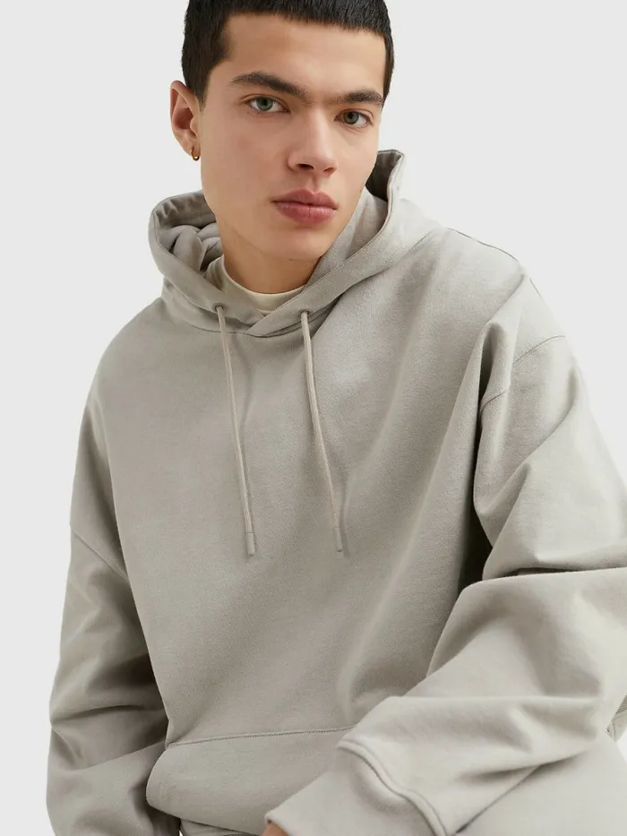 Tommy Hilfiger Tonal Logo Hoody Cool Earth Mens Sweatshirts and Hoodies On Sale