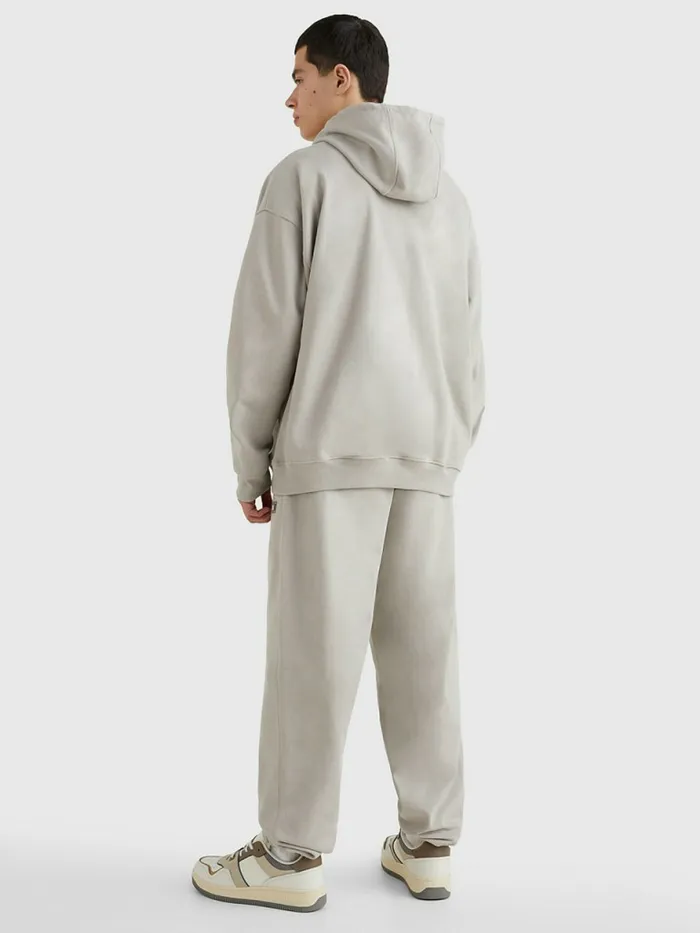 Tommy Hilfiger Tonal Logo Hoody Cool Earth Mens Sweatshirts and Hoodies On Sale
