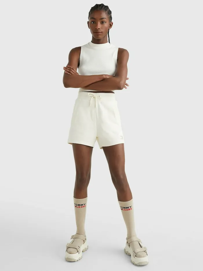Tommy Hilfiger Tonal Logo Shorts Ancient White Womens Shorts Cheap On Sale