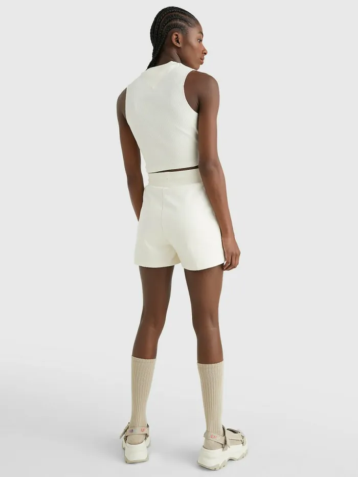 Tommy Hilfiger Tonal Logo Shorts Ancient White Womens Shorts Cheap On Sale