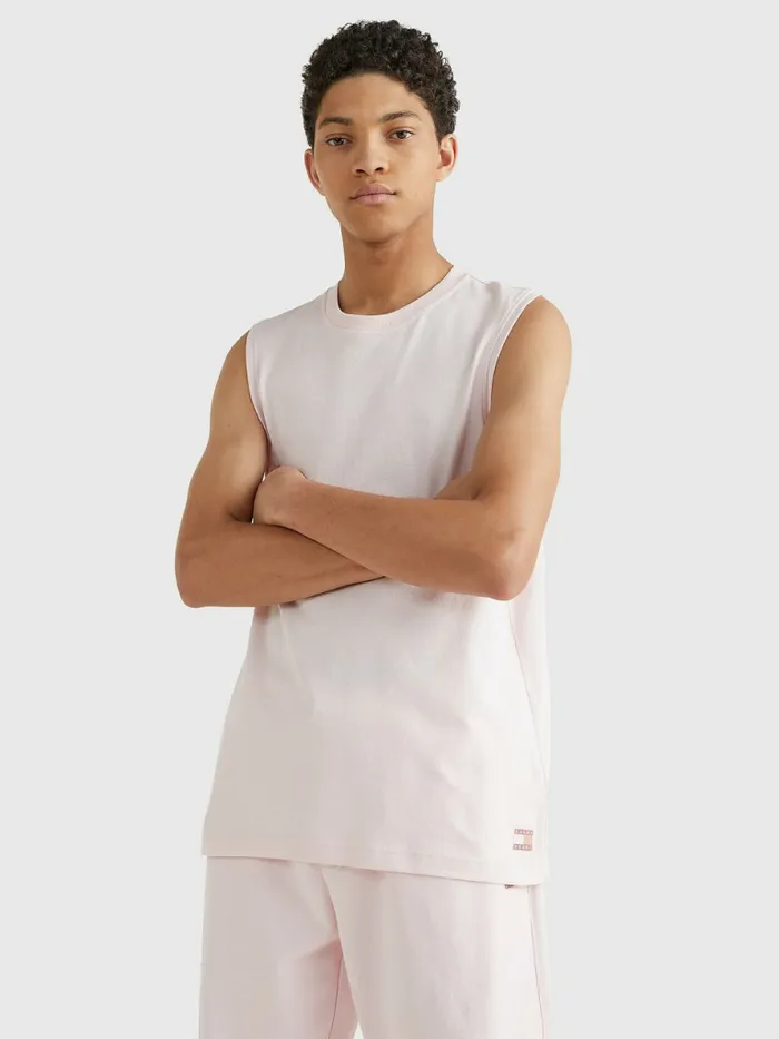 Tommy Hilfiger Tonal Relaxed Fit Logo Tank Top Broadway Pink Mens TShirts Gift for Friend Tommy Hilfiger Tonal Relaxed Fit Logo Tank Top Broadway Pink Mens TShirts Gift for Friend