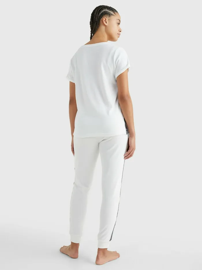 Tommy Hilfiger Towelling Logo Tape TShirt White Womens TShirts Casaul