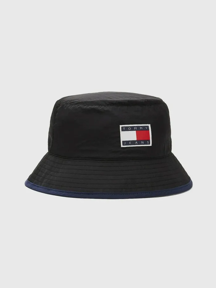 Tommy Hilfiger Travel Bucket Hat Black Mens Hats and Scarves Sale