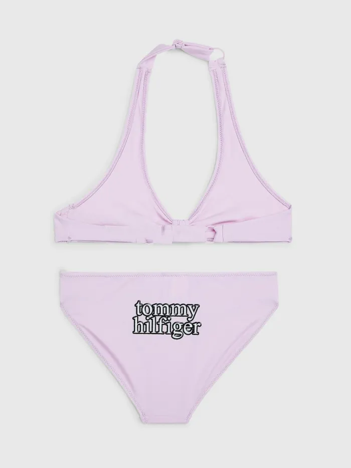 Tommy Hilfiger Triangle Halterneck Bikini Set Luminous Lilac Girls Swimwear Near Me
