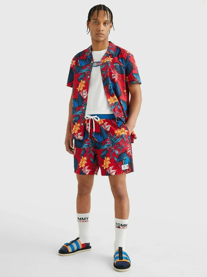 Tommy Hilfiger Tropical Print Beach Shorts Tropical Leaf Print Mens Shorts Cheap On Sale