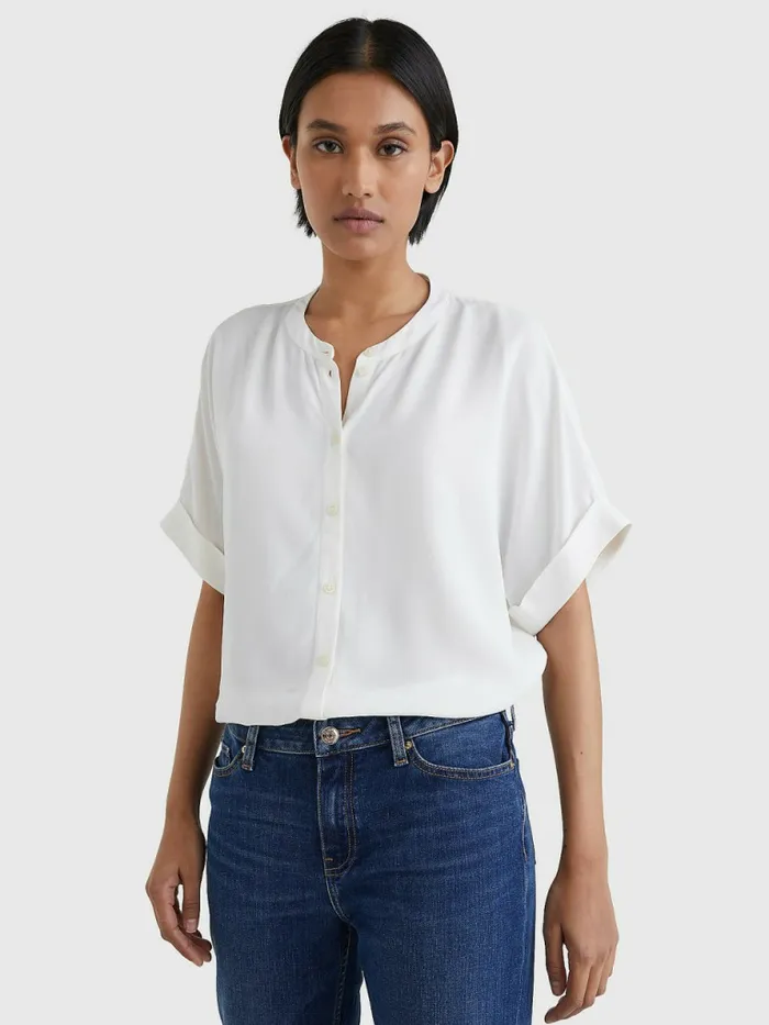 Tommy Hilfiger Tropical Print Scarf Relaxed Fit Blouse Ecru Womens Shirts and Blouses On Sale Tommy Hilfiger Tropical Print Scarf Relaxed Fit Blouse Ecru Womens Shirts and Blouses On Sale