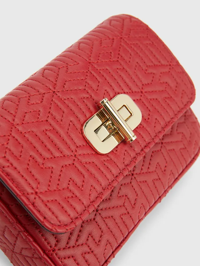 Tommy Hilfiger Turn Lock Leather Small Crossover Bag Royal Berry Womens Bags Near Me