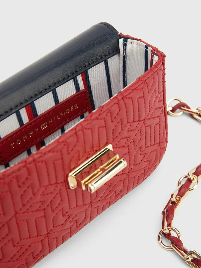 Tommy Hilfiger Turn Lock Leather Small Crossover Bag Royal Berry Womens Bags Near Me