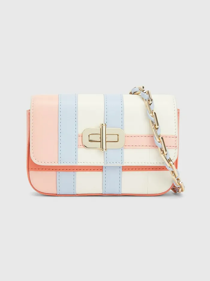Tommy Hilfiger Turn Lock Small Leather Crossover Bag Pink Madras Womens Bags Cheap On Sale Tommy Hilfiger Turn Lock Small Leather Crossover Bag Pink Madras Womens Bags Cheap On Sale
