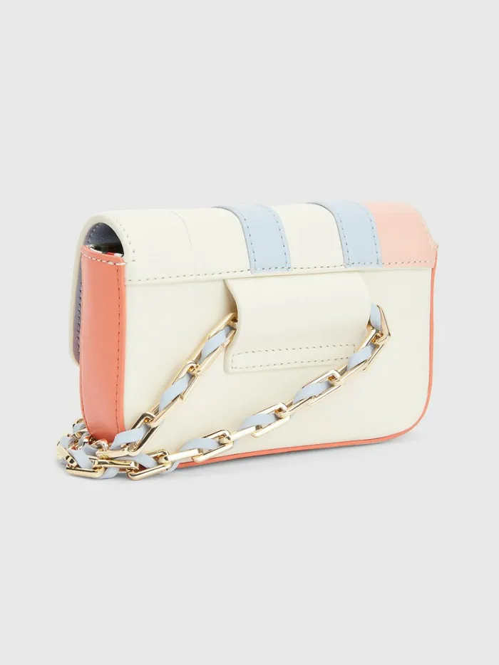 Tommy Hilfiger Turn Lock Small Leather Crossover Bag Pink Madras Womens Bags Cheap On Sale