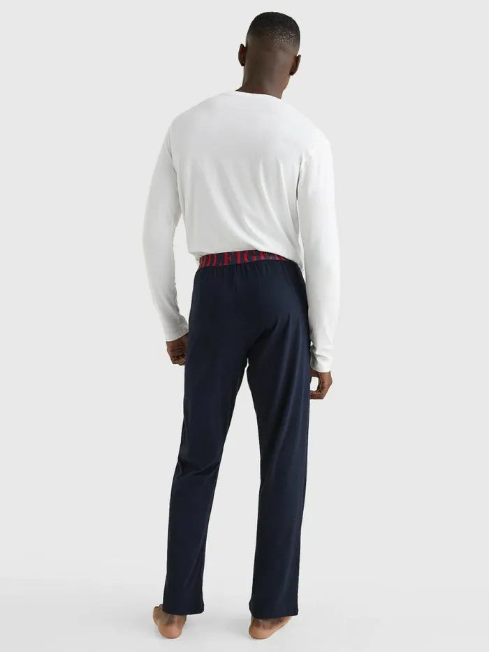 Tommy Hilfiger Ultra Soft Long Sleeve Pyjama Set WhiteDesert Sky Mens Loungewear and Nightwear