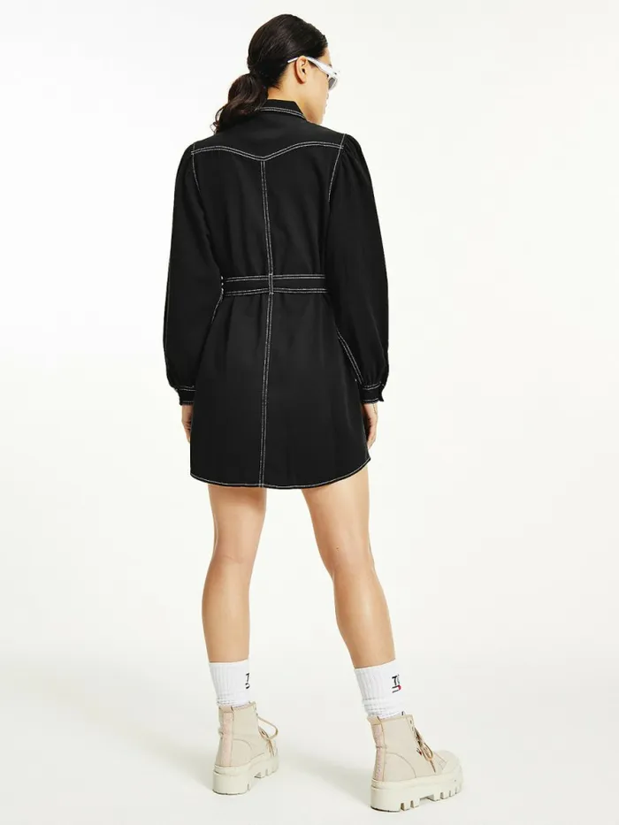 Tommy Hilfiger Utility Pocket Mini Shirt Dress Black Womens Dresses and Jumpsuits Online