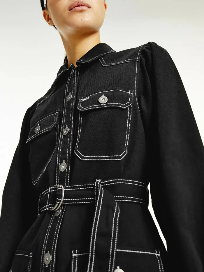 Tommy Hilfiger Utility Pocket Mini Shirt Dress Black Womens Dresses and Jumpsuits Online