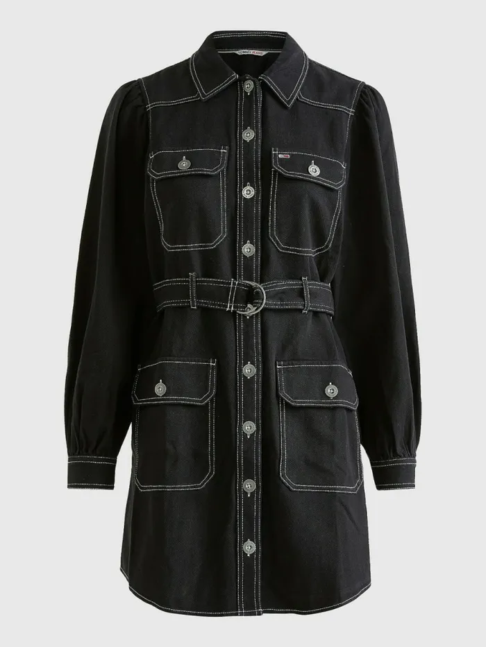 Tommy Hilfiger Utility Pocket Mini Shirt Dress Black Womens Dresses and Jumpsuits Online