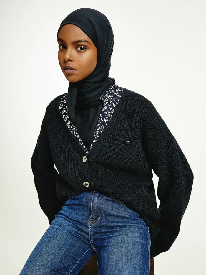 Tommy Hilfiger VNeck Relaxed Fit Rib Knit Cardigan Desert Sky Womens Knitwear Popular Tommy Hilfiger VNeck Relaxed Fit Rib Knit Cardigan Desert Sky Womens Knitwear Popular